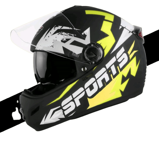 STEELBIRD SBH-34 ROX ISS R SPORTS GLOSSY BLACK/NEON C/V 580 MM (M)
