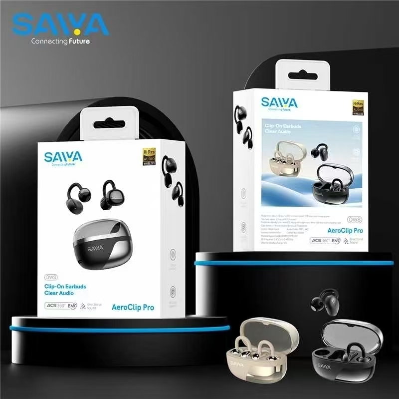 SAIVA AeroClip Pro Hi-Res Wireless Clip-On Earbuds with Clear Audio