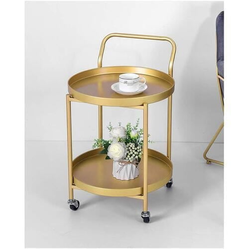 2 LAYERS ROLLING CART STEEL TROULEY