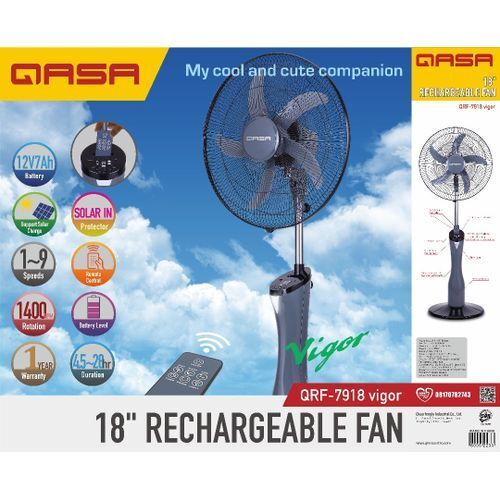 18"QASA RECHARGEABLE FAN WITH REMOTE CONTROL