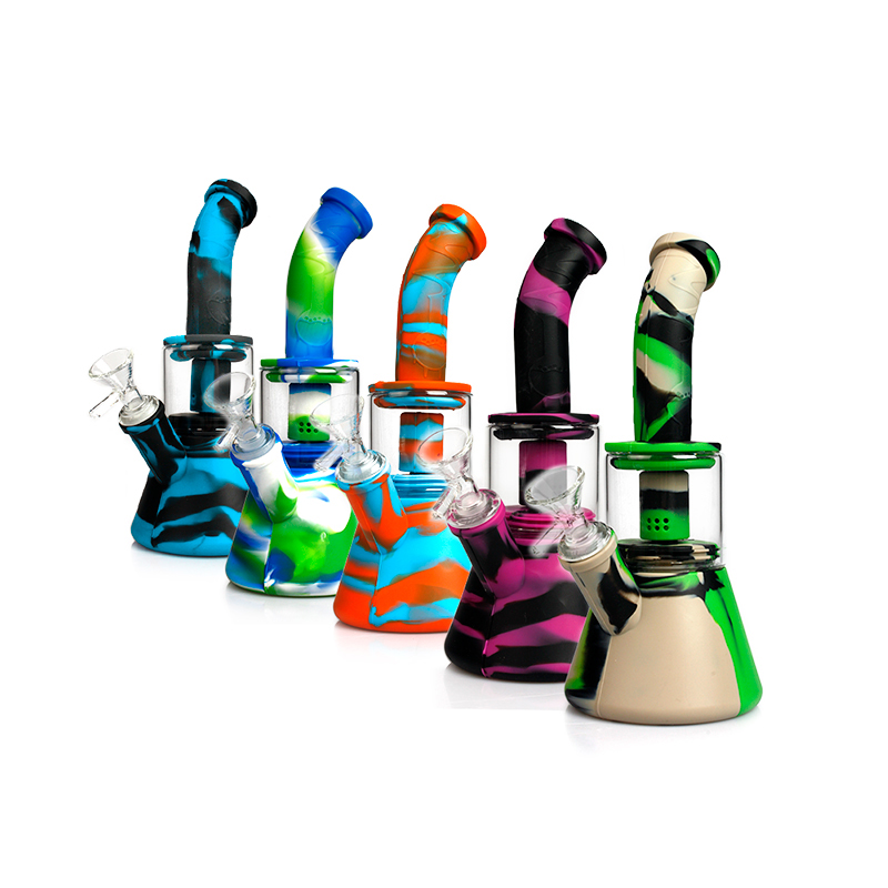 9" Multi Color Swirl Silicone and Glass WP