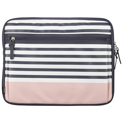 Housse De Modal Pour Portable 14" - Gris Rayé/Rose - Remis à Neuf