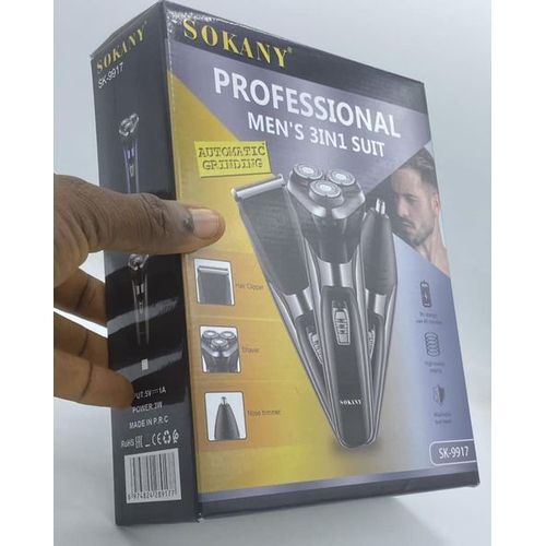 SOKANY PROFESIONAL 3IN1 COMPLETE MEN KIT. CLIPPER,SHAVER & TRIMMER