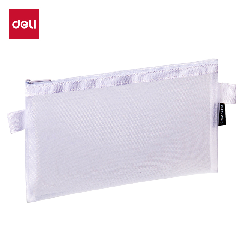 DELI BC348  SCHOOL PENCIL POUCH WHITE MESH