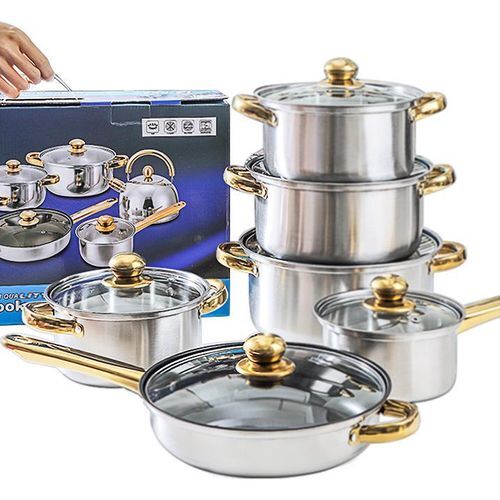 12PCS STAINLESS STEEL COOKWARE SET OF POTS