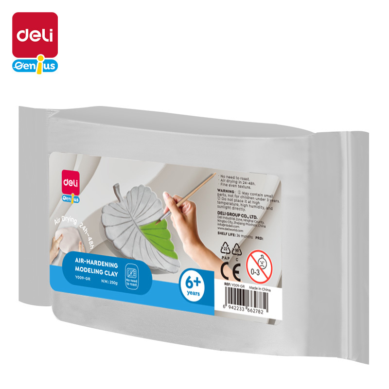 DELI GENIUS Y009-GR AIR-HARDENING MODELING CLAY 250G GREY