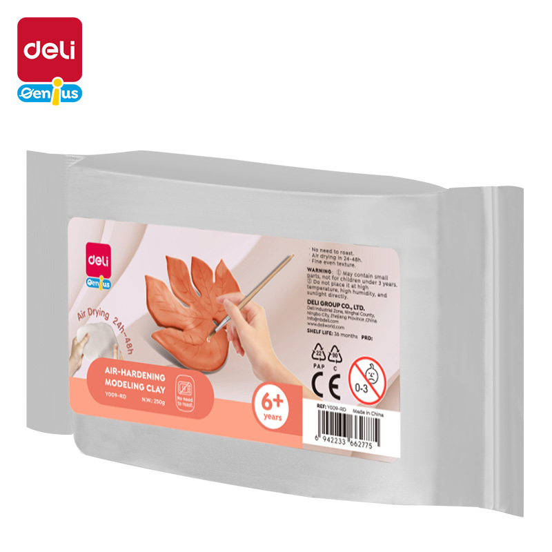 DELI GENIUS Y009-RD AIR-HARDENING MODELING CLAY 250G RED/BROWN