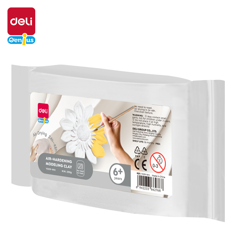 DELI GENIUS Y009-WH AIR-HARDENING MODELING CLAY 250G WHITE