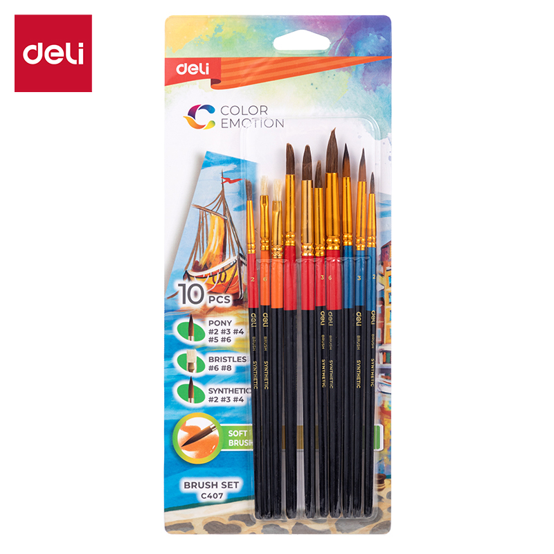 DELI COLOR EMOTION EC407 PAINTBRUSH 10PCS SET