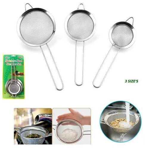 STAINLESSS STEEL STRAINER STAINLESS STEEL SIEVE 3PIECE PER SET