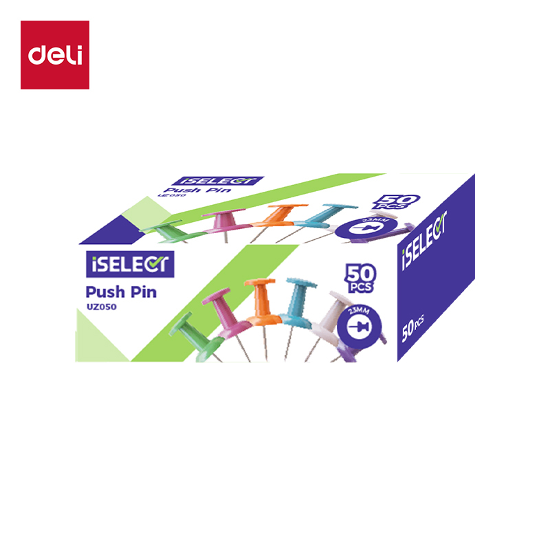 DELI Z050 PVC ASST COLOR PUSH PINS (MAP PINS) 50's