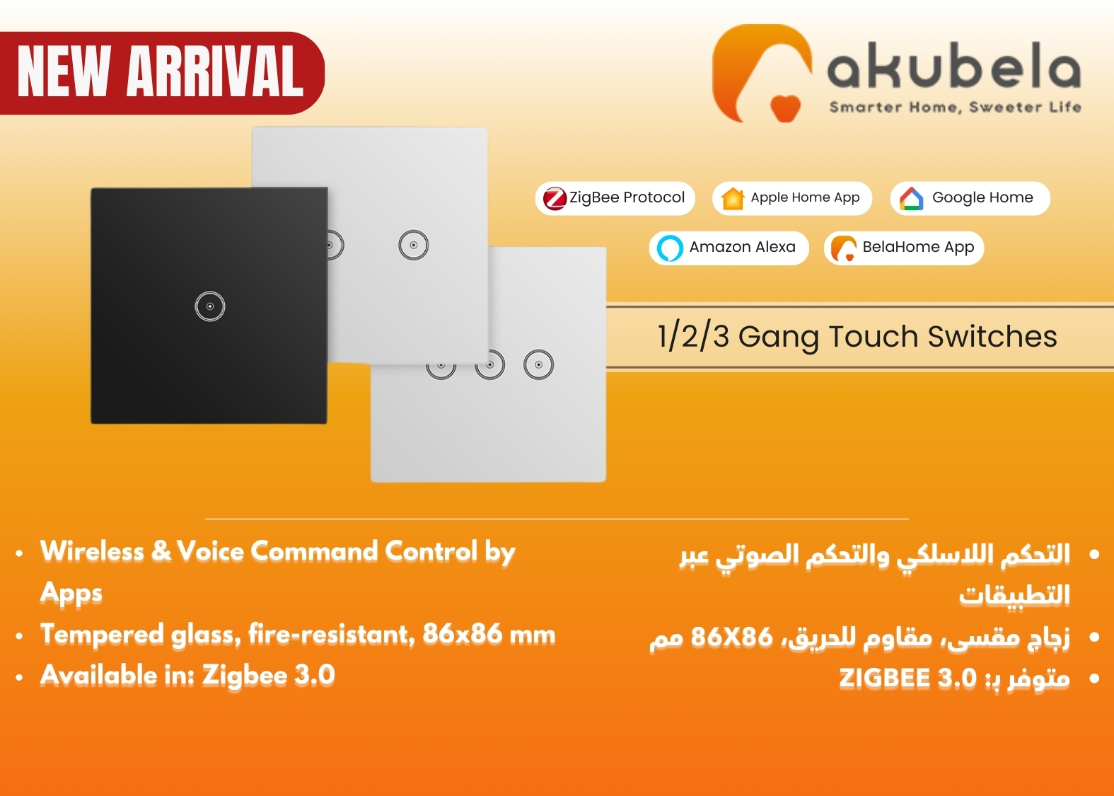 Zigbee 3 Gang Smart Touch Switch