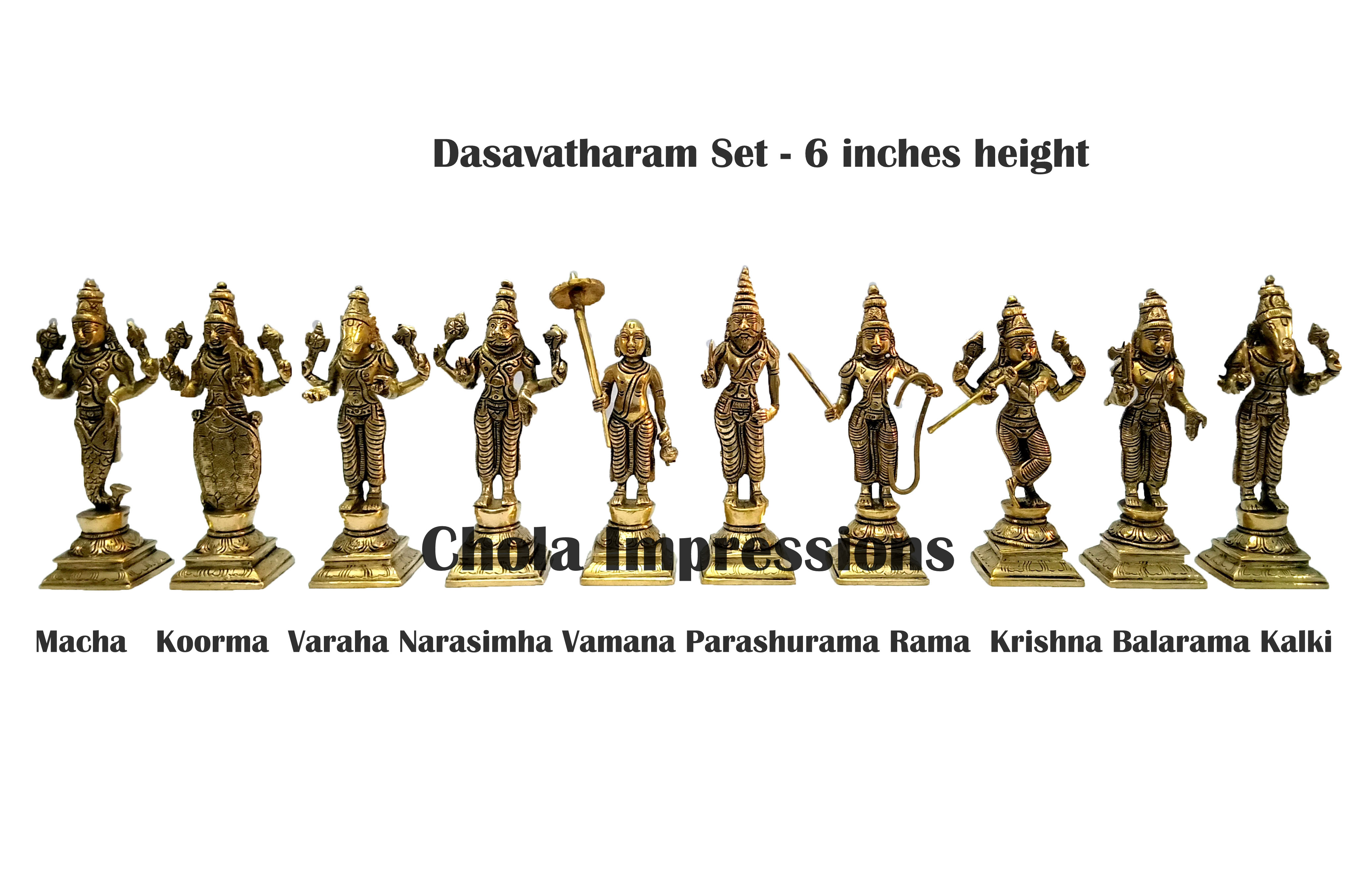 Dasvatharam Brass Idol Set - 6 inches height