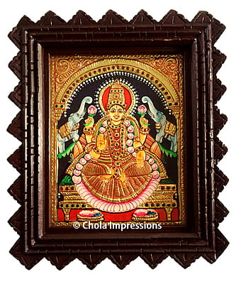 Traditional Gaja Lakshmi Tanjore Painting - 13x11 inches Traditional Gaja Lakshmi Tanjore Painting - 13x11 inches