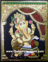 Ganesh writing Mahabharata Tanjore Painting Ganesh writing Mahabharata Tanjore Painting