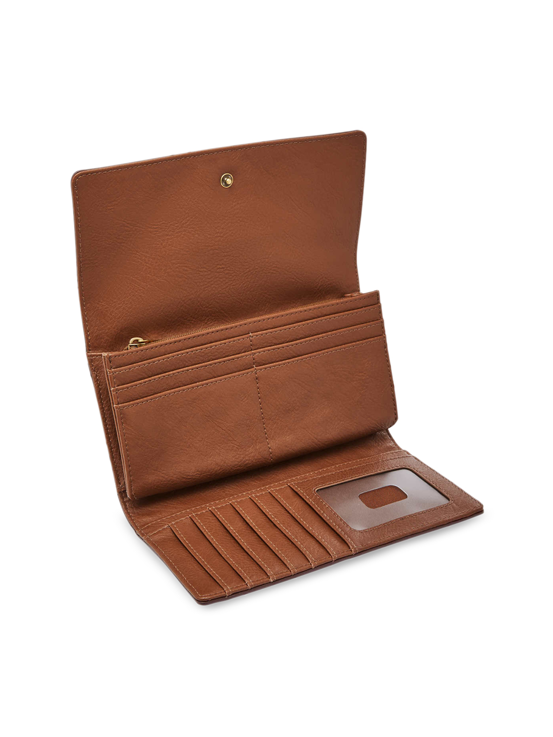 Brown Solid Leather Clutch