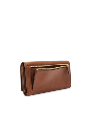 Brown Solid Leather Clutch