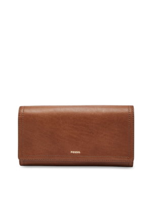 Brown Solid Leather Clutch