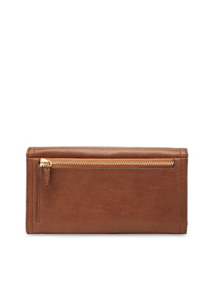 Brown Solid Leather Clutch