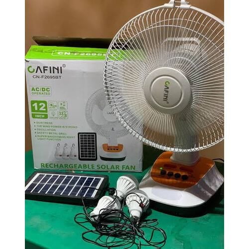 JM-BIGGY  12 INCHES SOLAR  / ELECTRIC RECHARGEABLE  AC/DC TABLE FAN