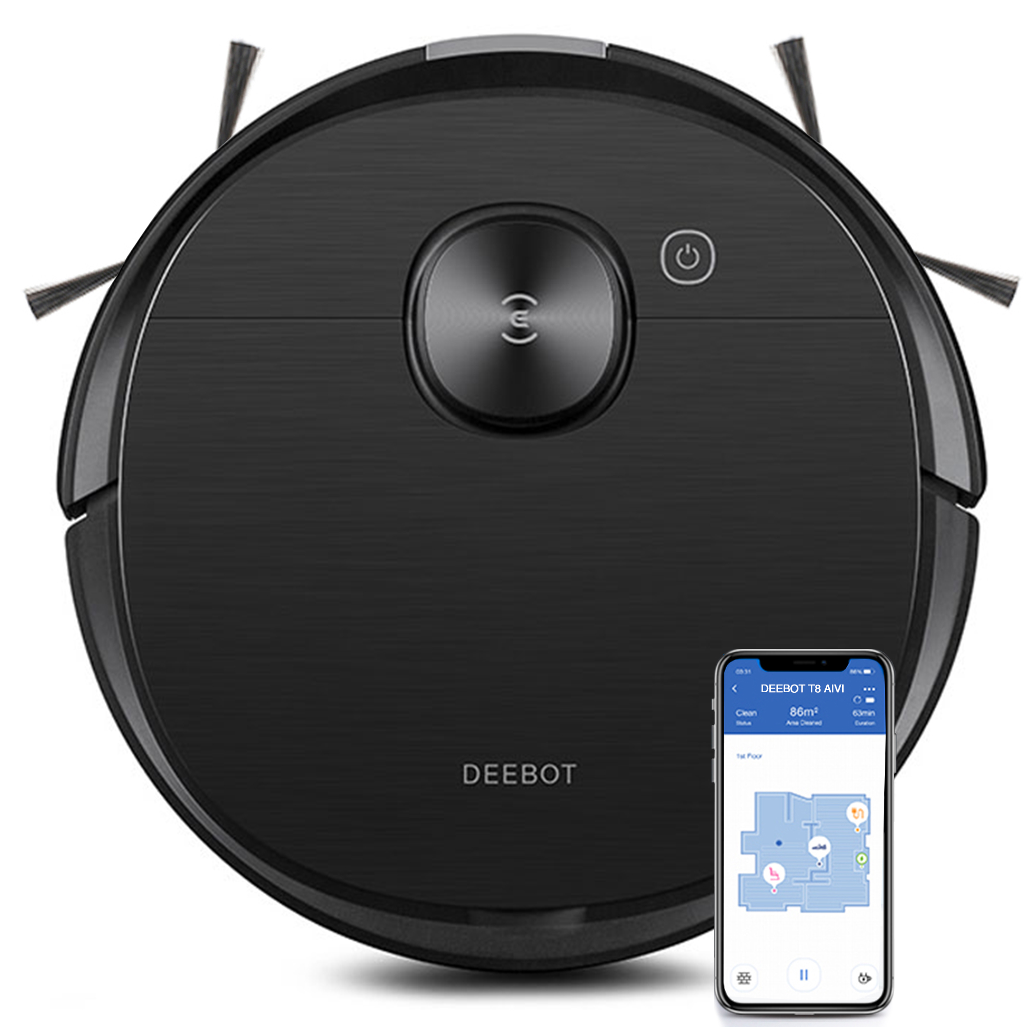 Ecovacs Deebot OZMO T8 AIVI Robot Vacuum Cleaner - AI + TrueMapping, 175min