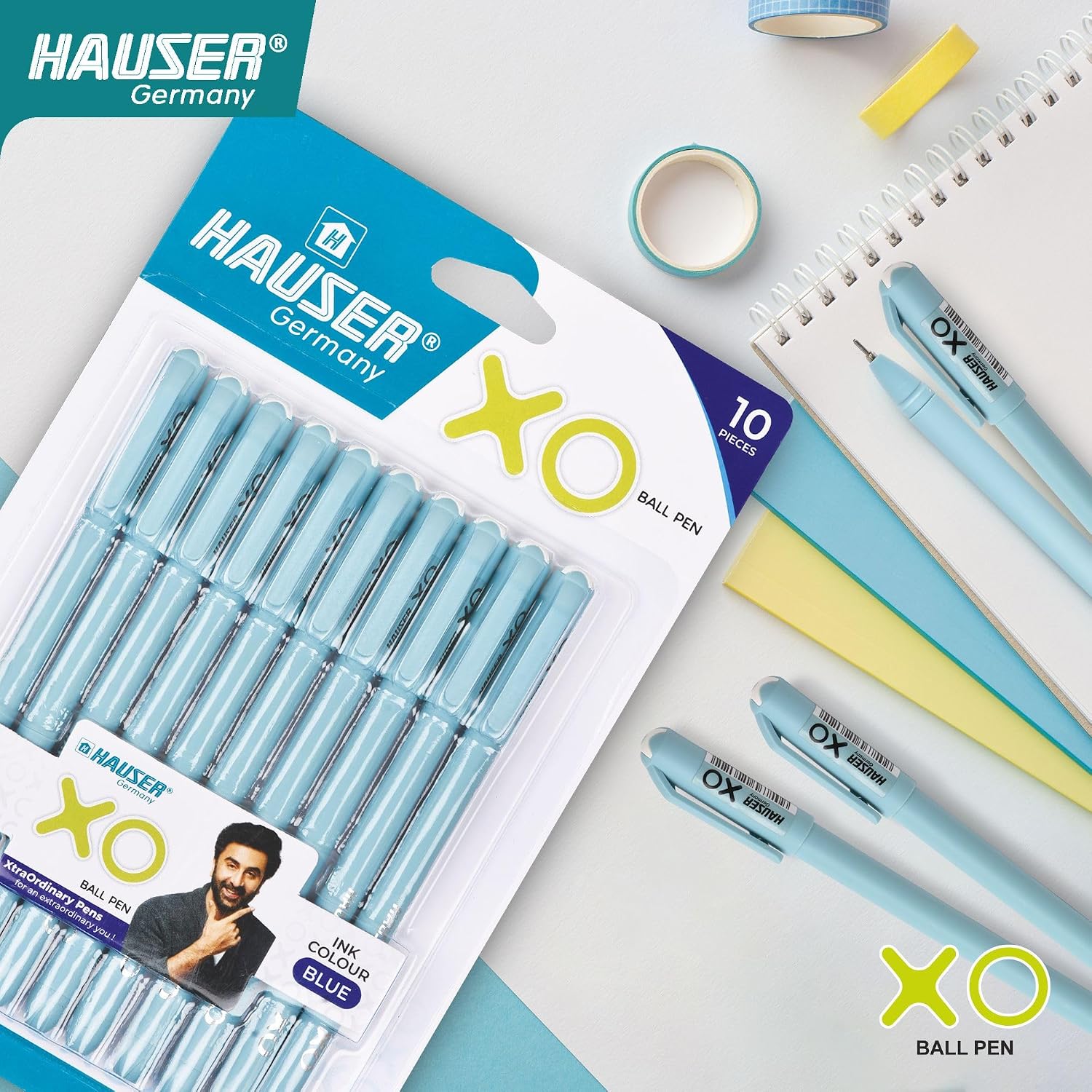 Hauser XO Ball Pens 0.7mm Blue Ink Pack of 10 – Smooth Writing Pens