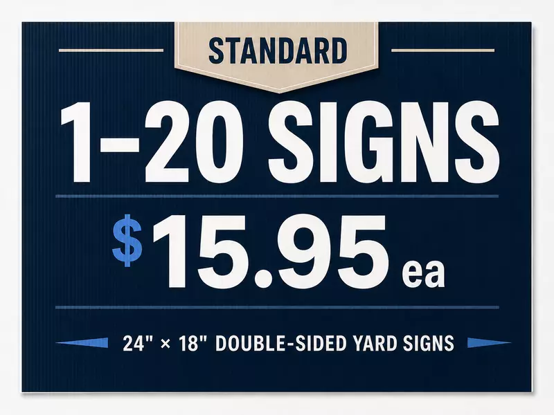 24" × 18" Signs = 1 to 20