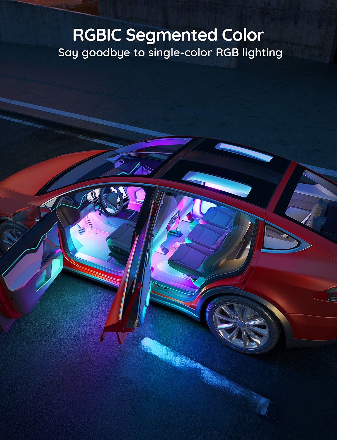 Govee RGBIC Interior Car Lights （30 Scene Mode + 4 Music Mode)--Without Remote Control