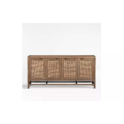 Rattan Cane Wood Sideboard | Coastal Media Console Cabinet | Boho Buffet Credenza