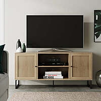 Boho Rattan & Wood TV Console | Mid-Century Modern Media Unit