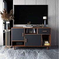 Modern Dark Wood Sideboard with Storage Cabinets & Drawers - Accent Buffet Table