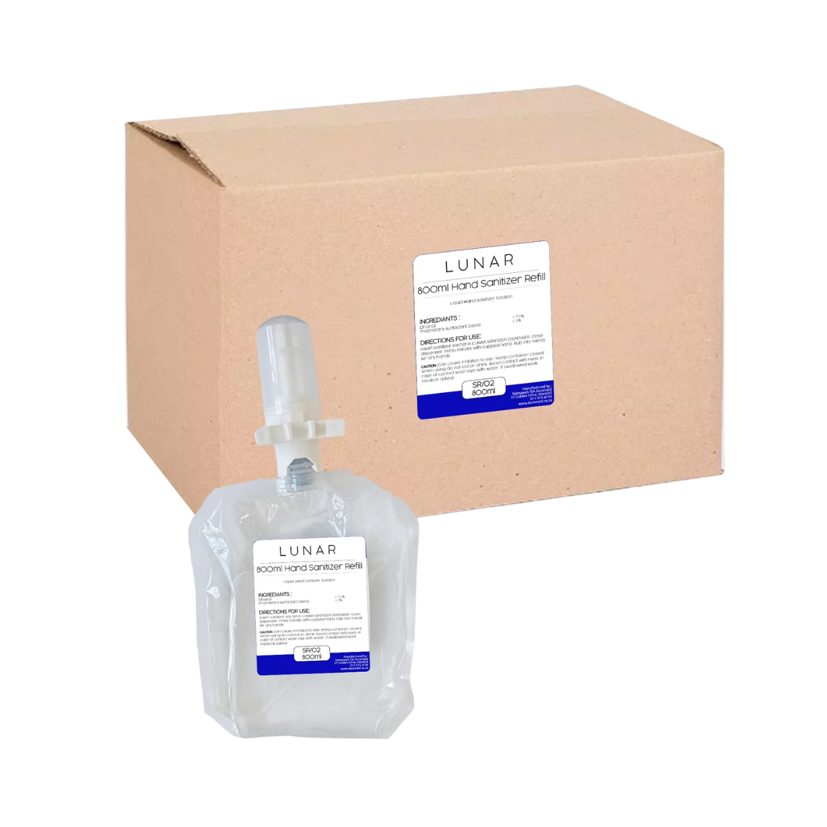 Lunar Hand Sanitiser Refill Sachet 800Ml X 6