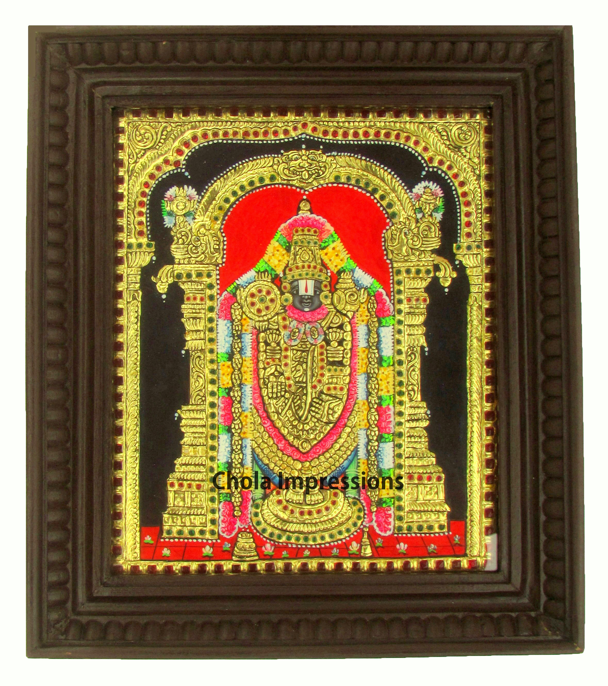 Balaji Tanjore Painting -  22 Carat Gold foil decorated - Medium Sizes