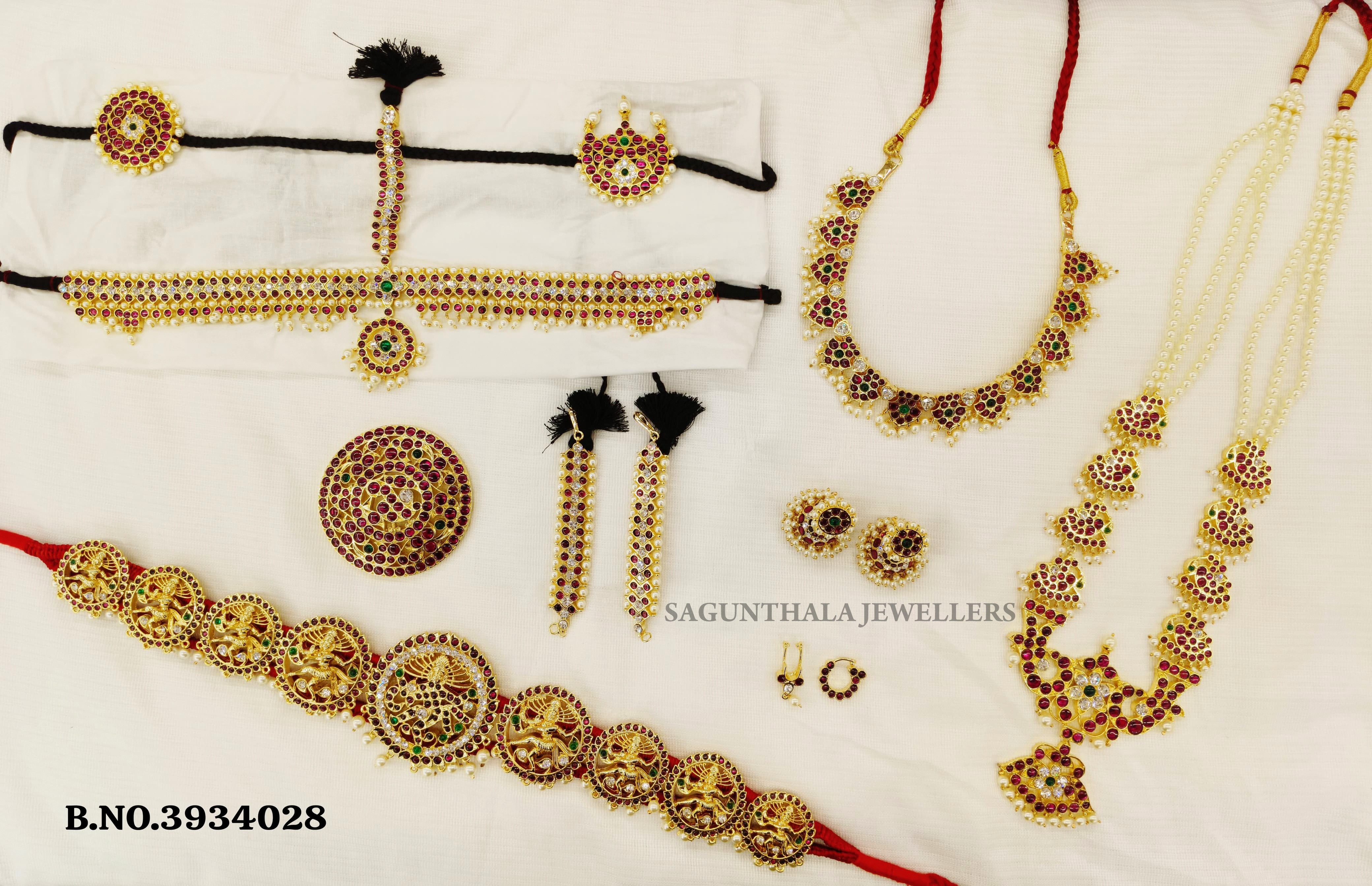 Margam Temple Jewellery Set – Regal Gold Finish with Real Kempstones | Full Bridal/Classical Dance Set