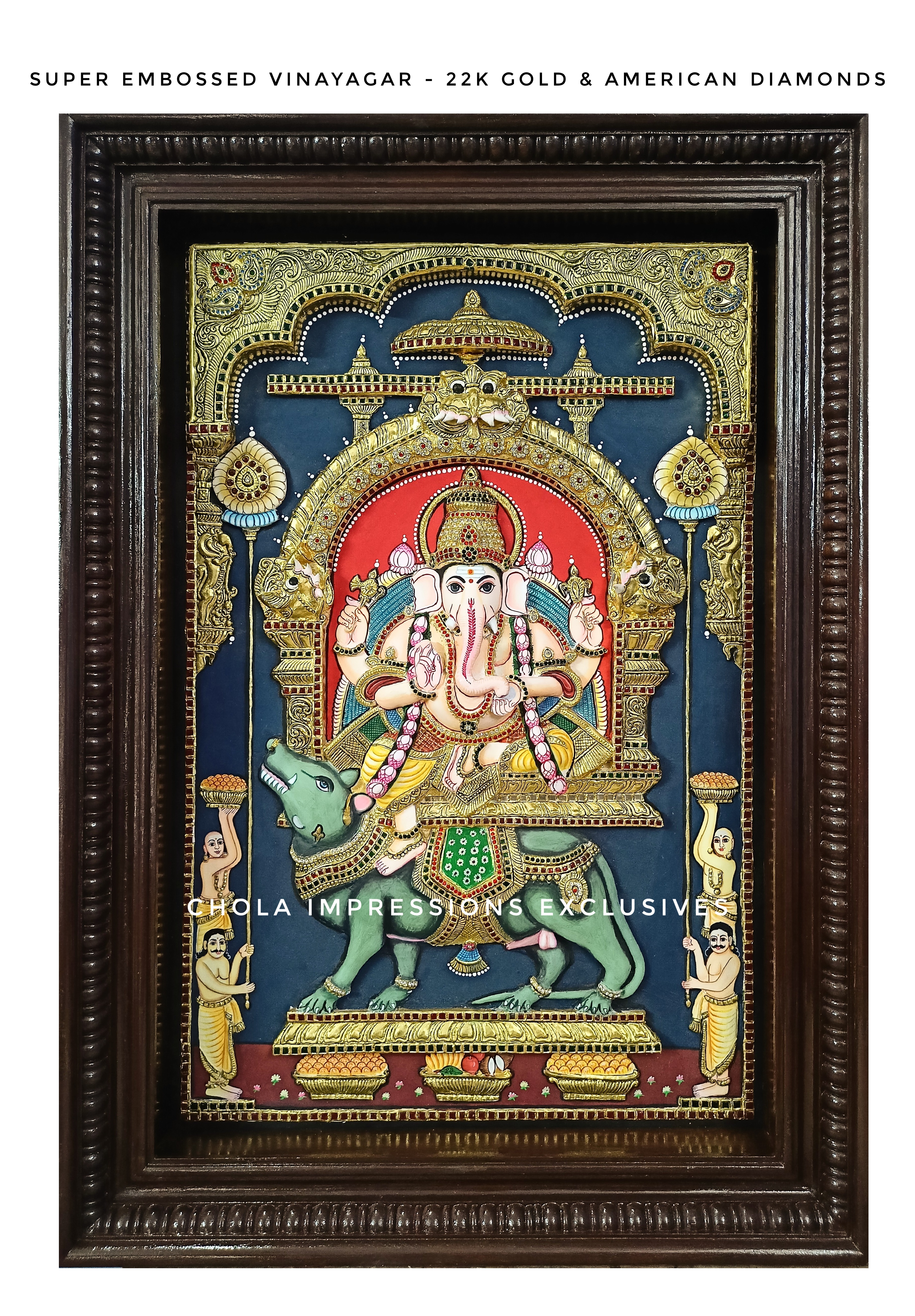Super Embossed Lord Ganesha Tanjore Painting