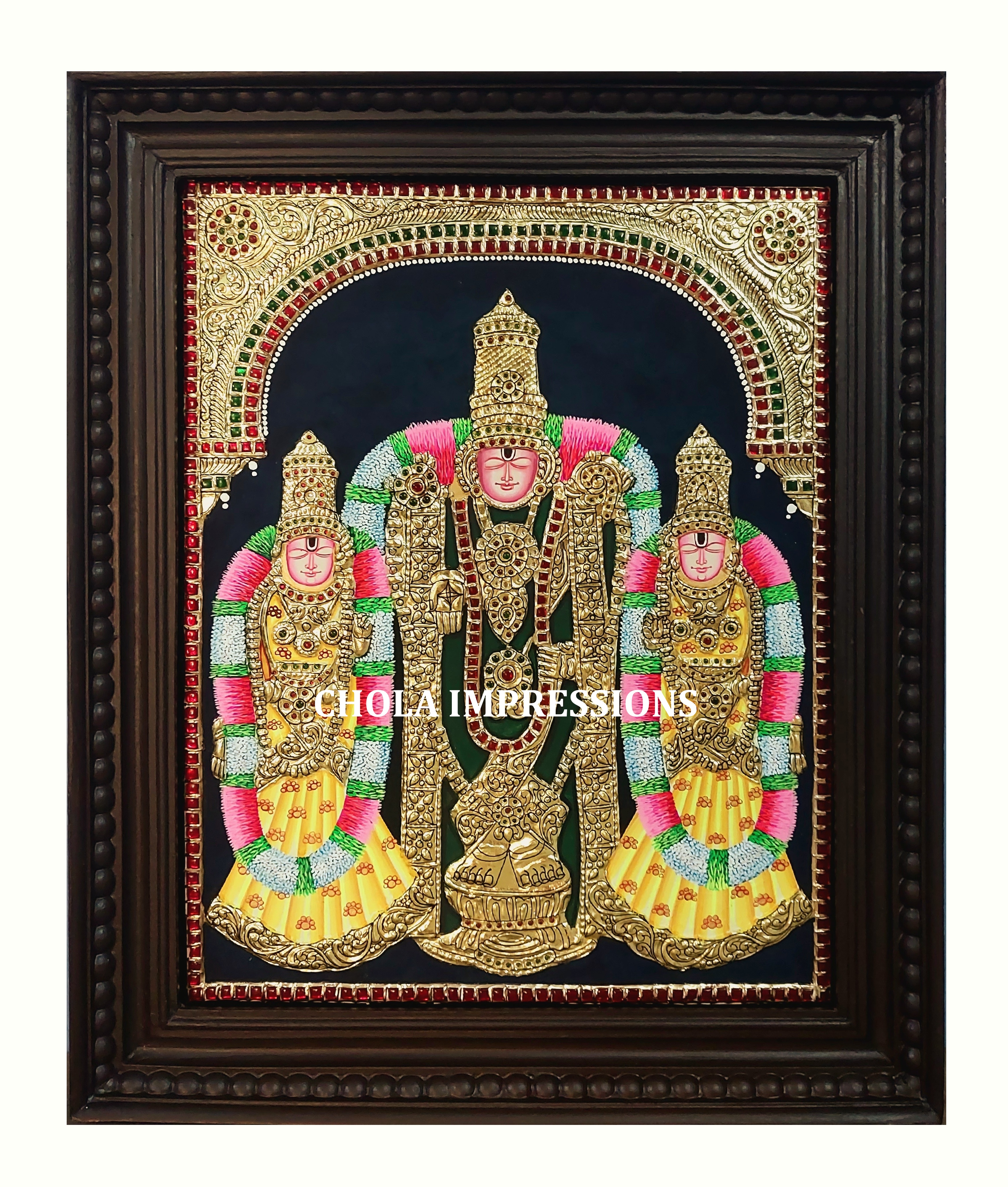 Tirupati Balaji Sridevi Bhoodevi Tanjore Painting - Exclusive Collection