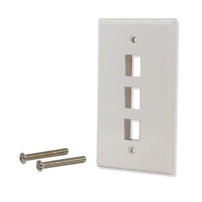 3 Port Flat Wall Plate - White 3 Port Flat Wall Plate - White