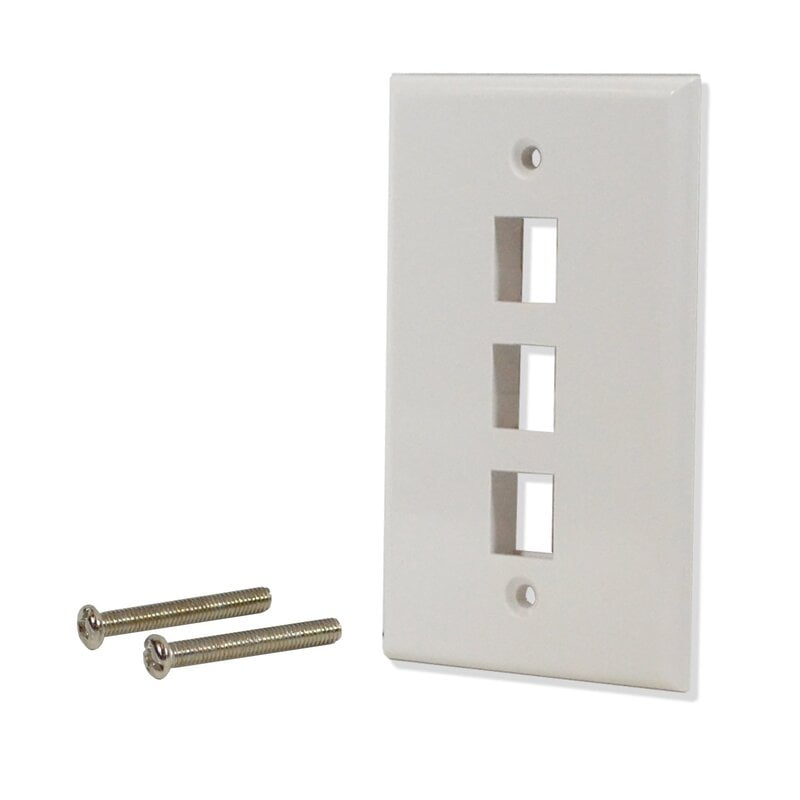 3 Port Flat Wall Plate - White 3 Port Flat Wall Plate - White
