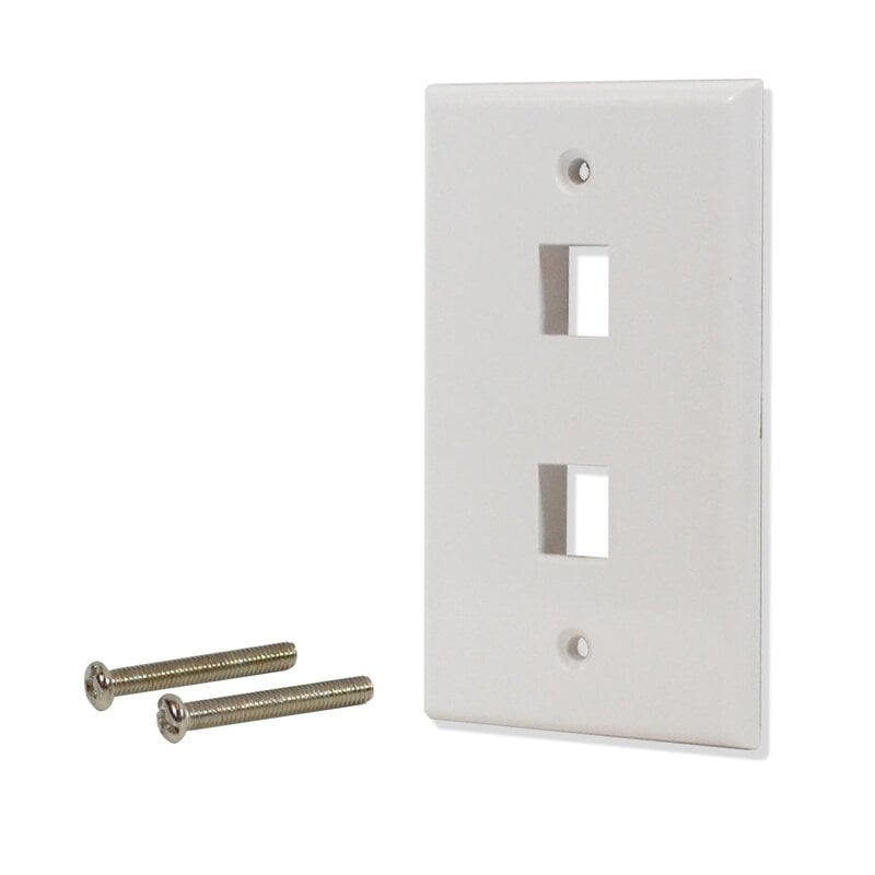 2 Port Flat Wall Plate - White