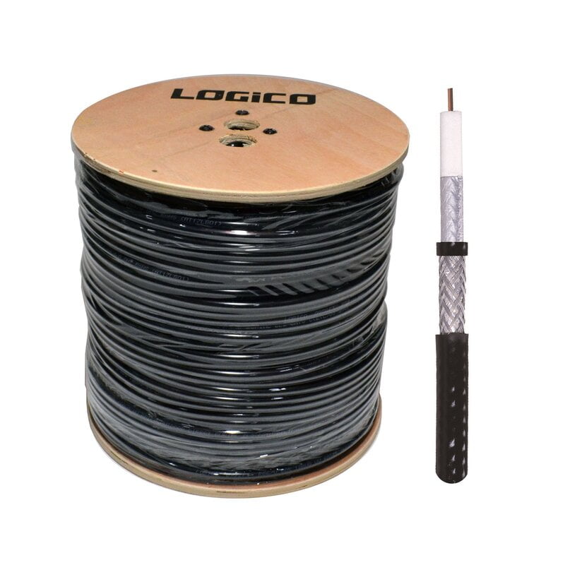 Rg6 Cable 60% Dual Shield 18Awg 1000Ft Black Direct Burial Pe Jacket + Water Block Gel Rg6 Cable 60% Dual Shield 18Awg 1000Ft Black Direct Burial Pe Jacket + Water Block Gel