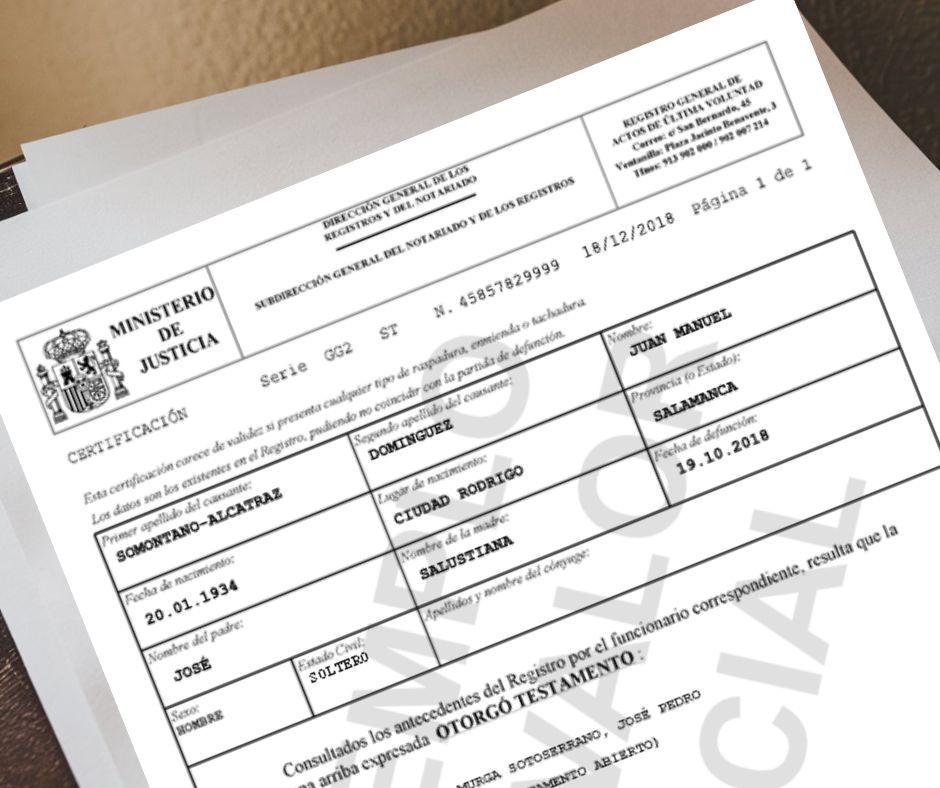 Certificado de Últimas Voluntades online