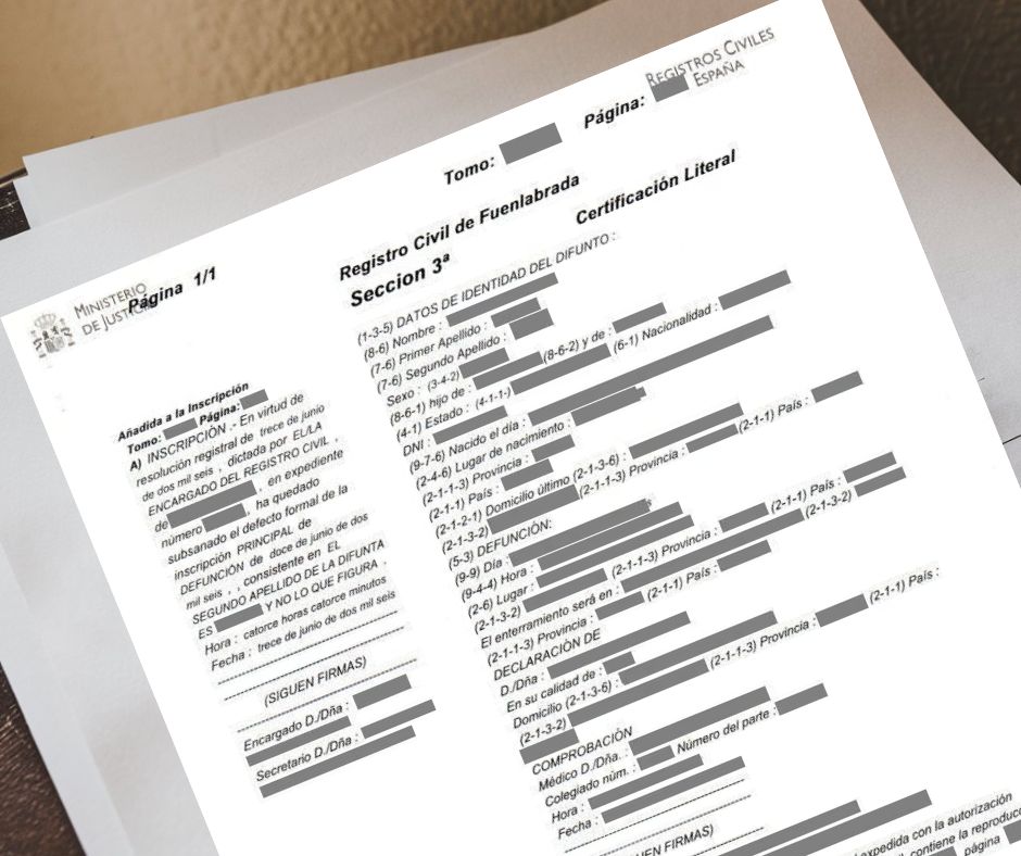 Certificado de Defunción online Certificado de Defunción online