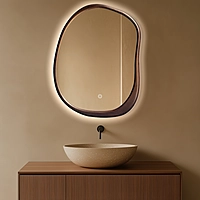 Walnut frame with LED flat mirror(27.6*35.4 INCH)