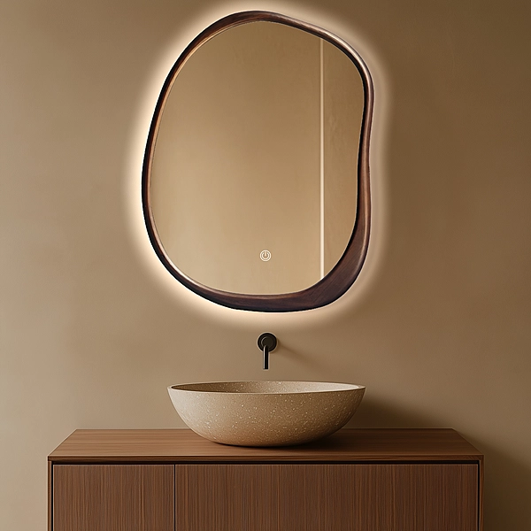 Walnut frame with LED flat mirror(27.6*35.4 INCH)