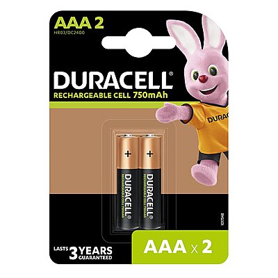 Duracell Rechargeable AAA 750mAh Batteries (Pack of 2) Duracell Rechargeable AAA 750mAh Batteries (Pack of 2)