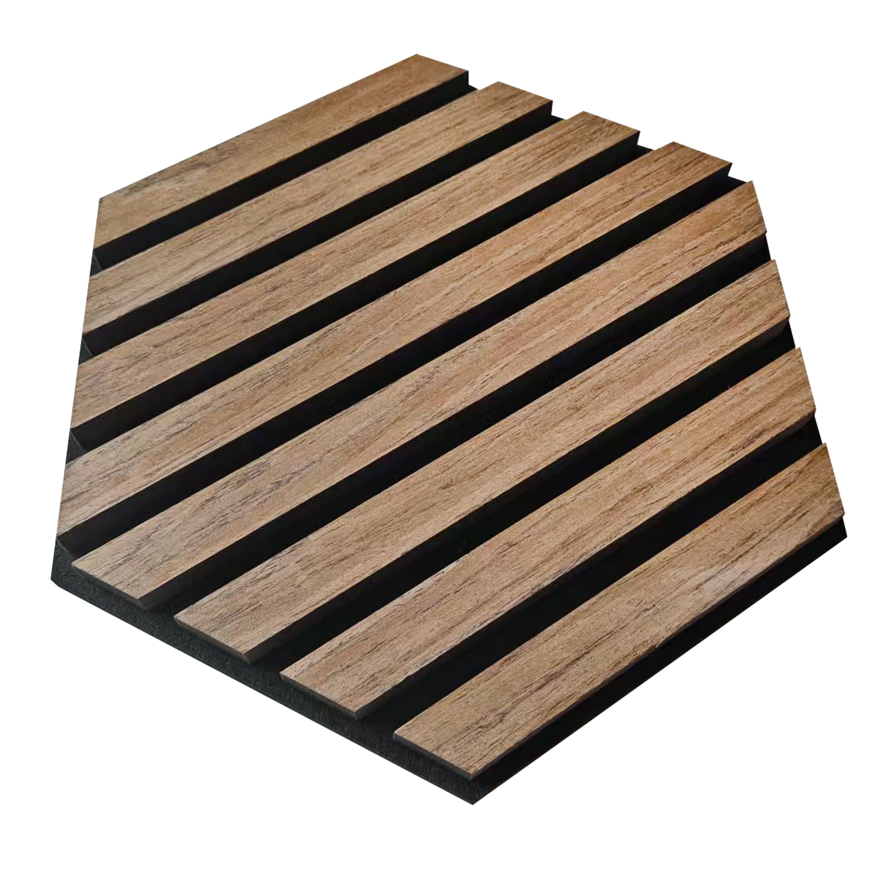 WALNUT #4 ACOUSTIC HEXAGON SLAT PANEL-1pkg 10inch