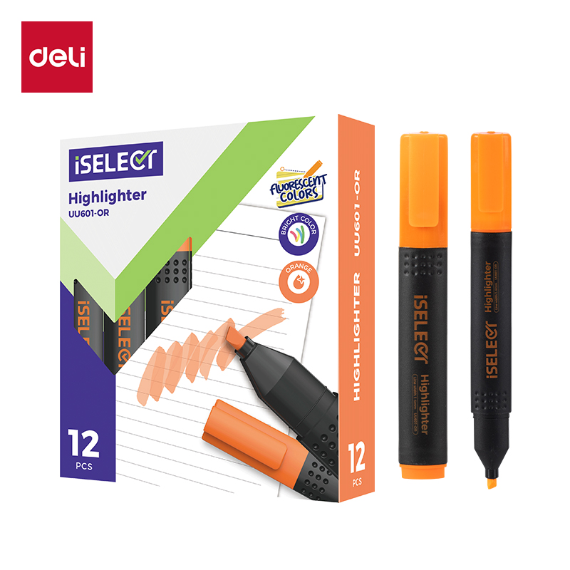 DELI UU601 ISELECT HIGHLIGHTER - ORANGE