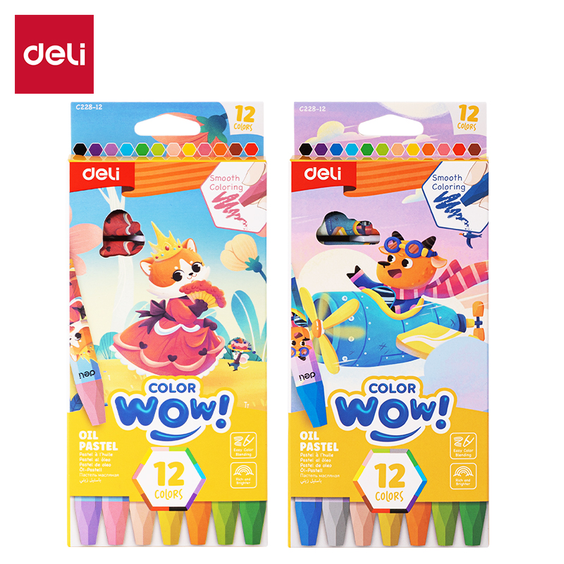 DELI C228-12 COLOR-WOW OIL PASTELS 12 COLOURS