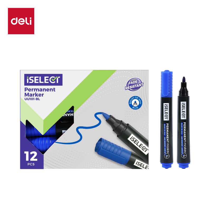 DELI UU101-BL ISELECT PERMANENT BULLET MARKERS BLUE