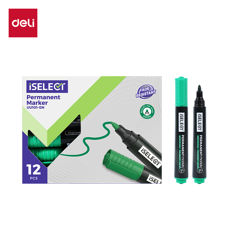 DELI UU101-GN ISELECT PERMANENT BULLET MARKERS GREEN